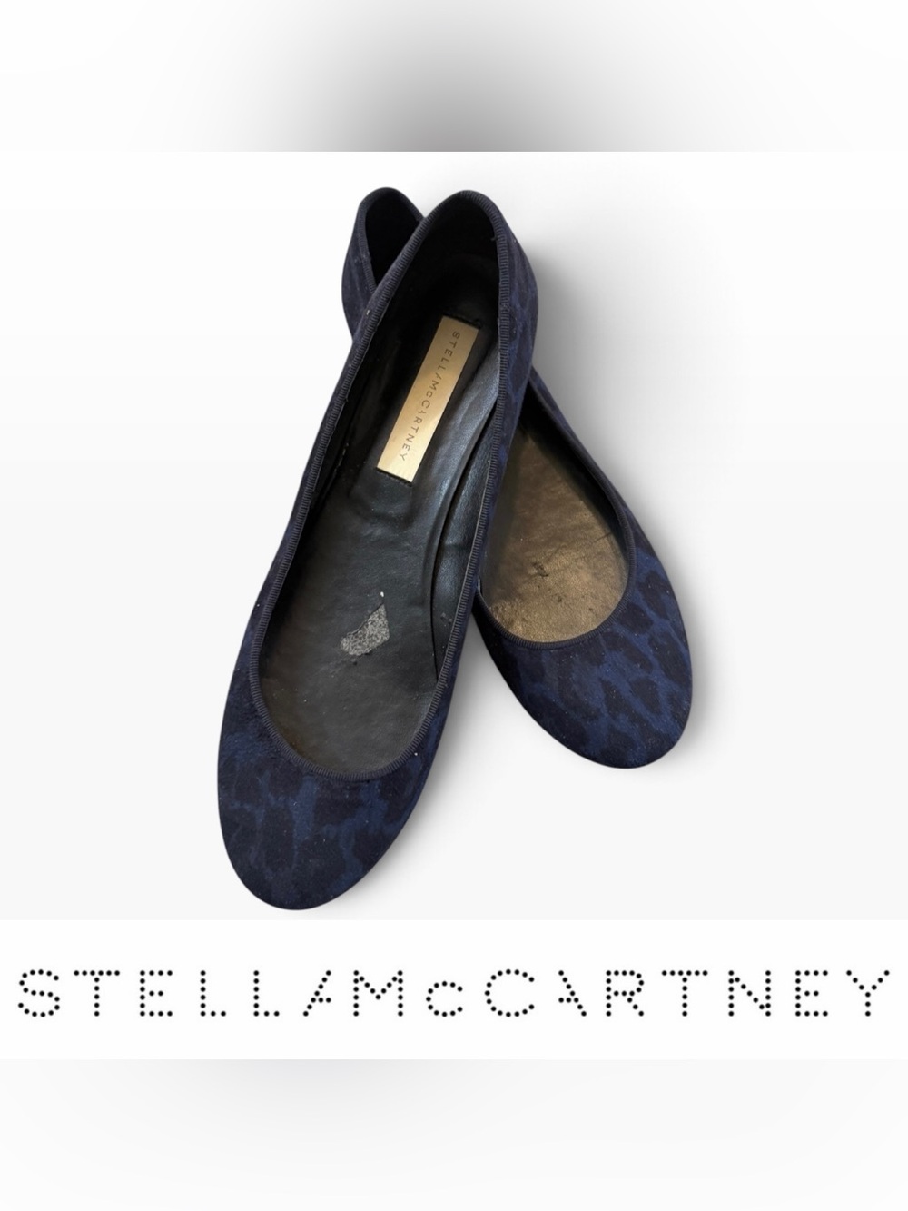 Stella McCartney Vegetarian Suede Leopard-Print Ballet Flats